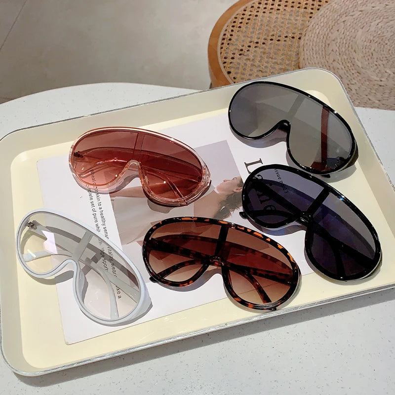 Oversized Fashion Sunglasses - Women's Mirror Sports Goggles for Outdoor Cycling