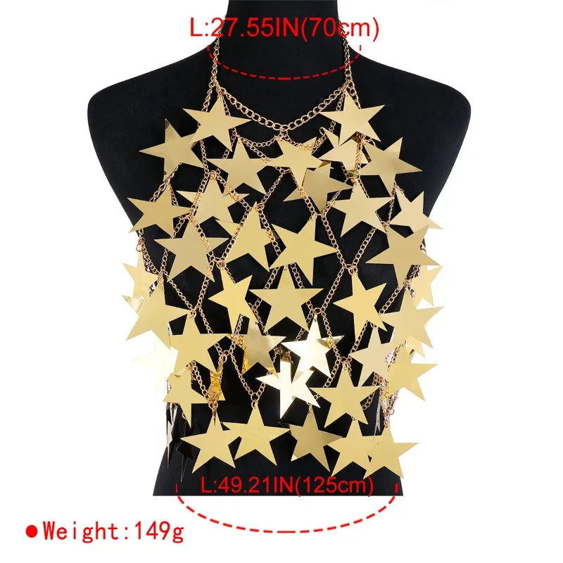 Women's Metal Stars Sequins Bikini Tank Top Women See Through Cover Up