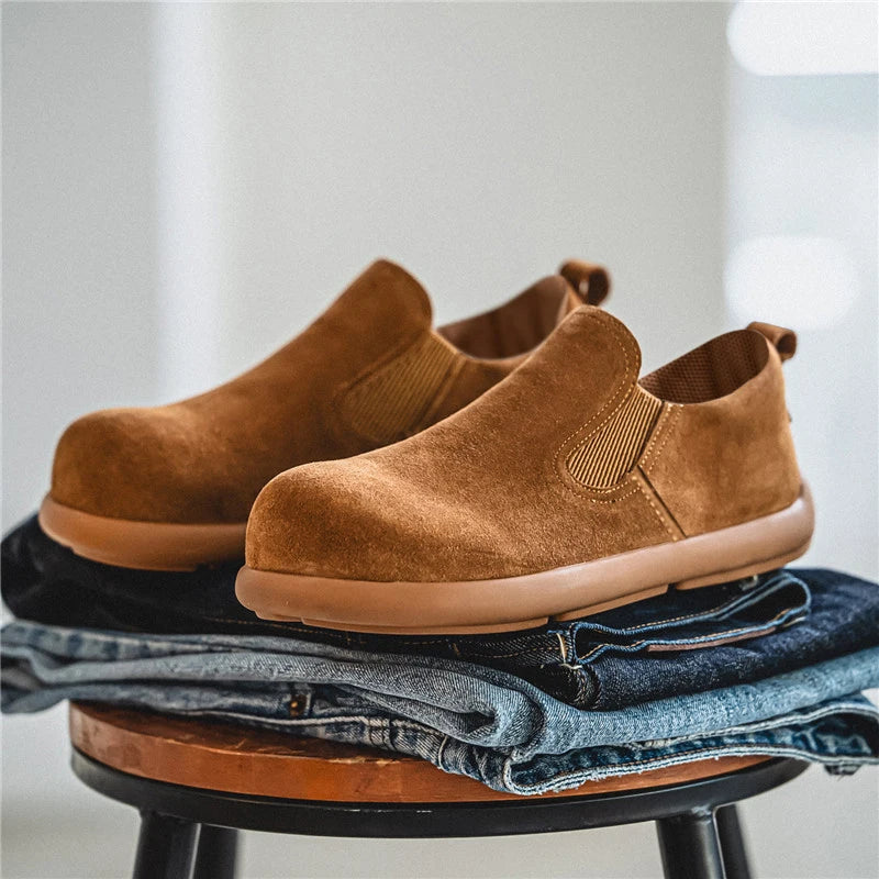 Men's Casual Sneakers British Style Loafers Slip-on Suede Leather Shoes