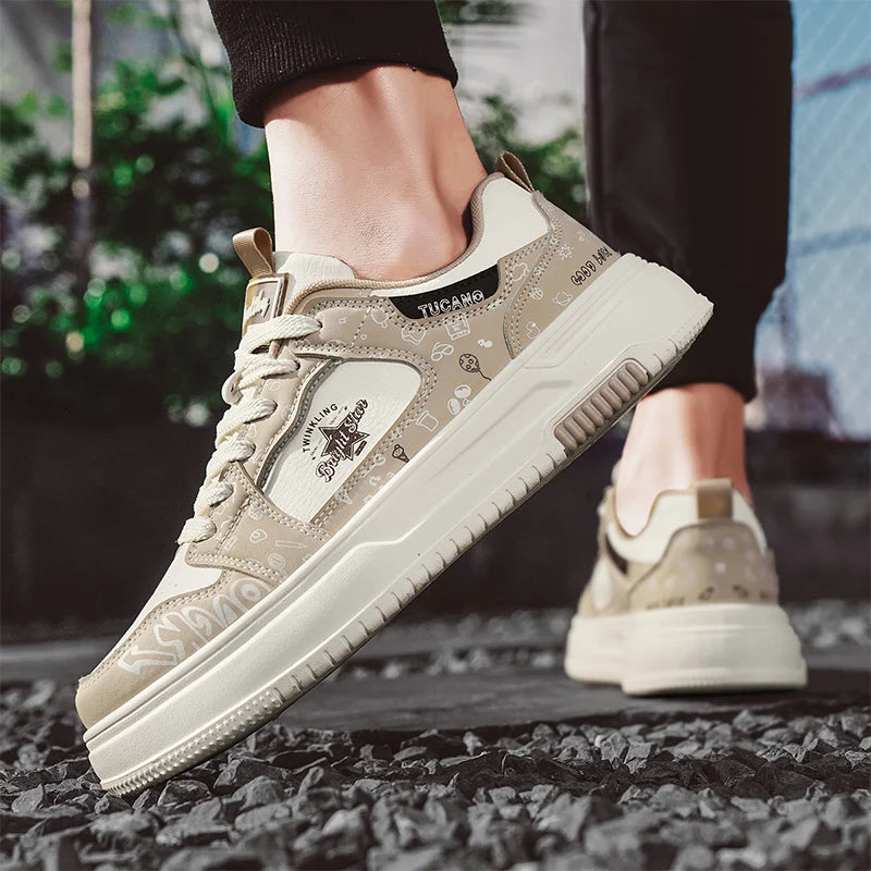Men's Casual Versatile Platform Skateboard Lace Up Sneakers
