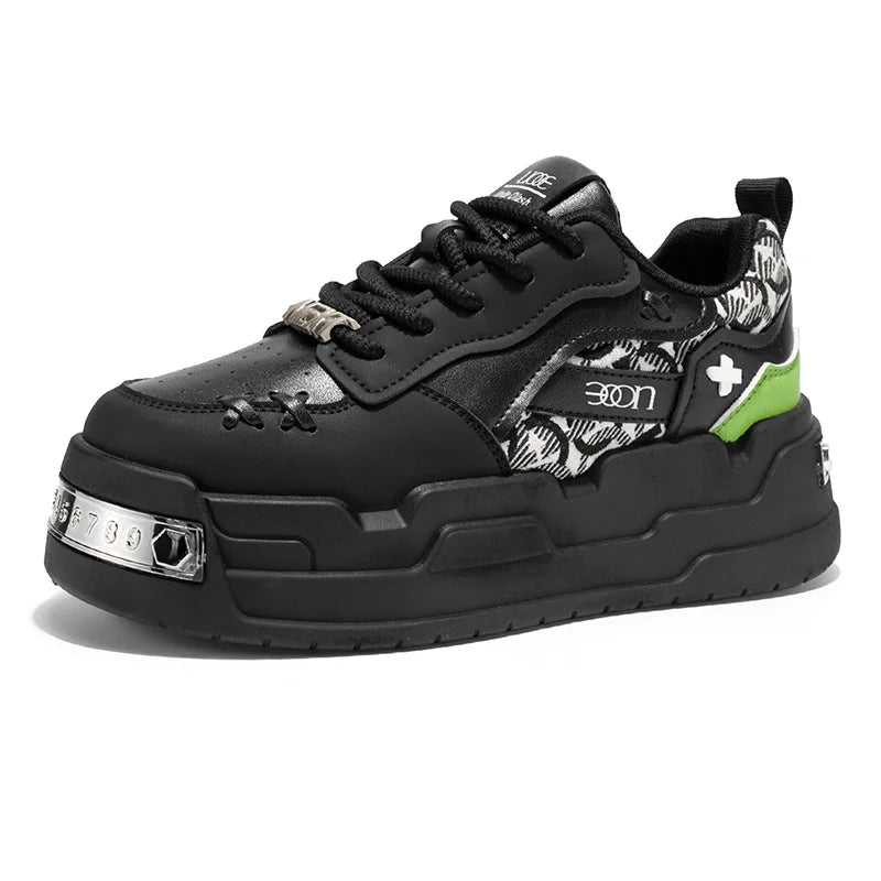 Men's Platform Sneakers - Metal Detail Vulcanized Sports Shoes