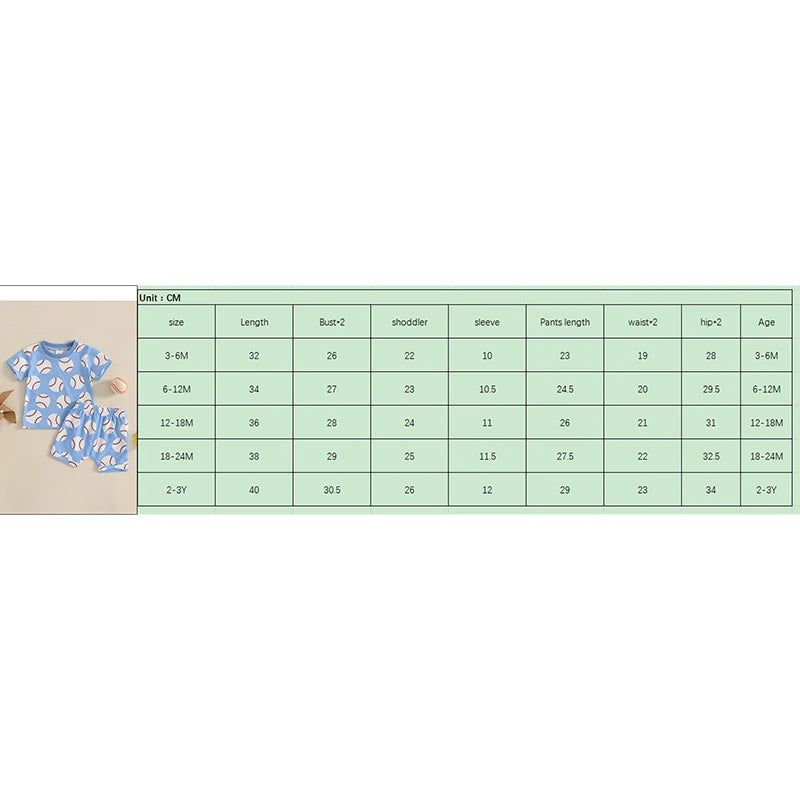 Toddler Baby Boys' Baseball Outfit Set - Short Sleeve T-Shirt & Elastic Waist Shorts 2pcs