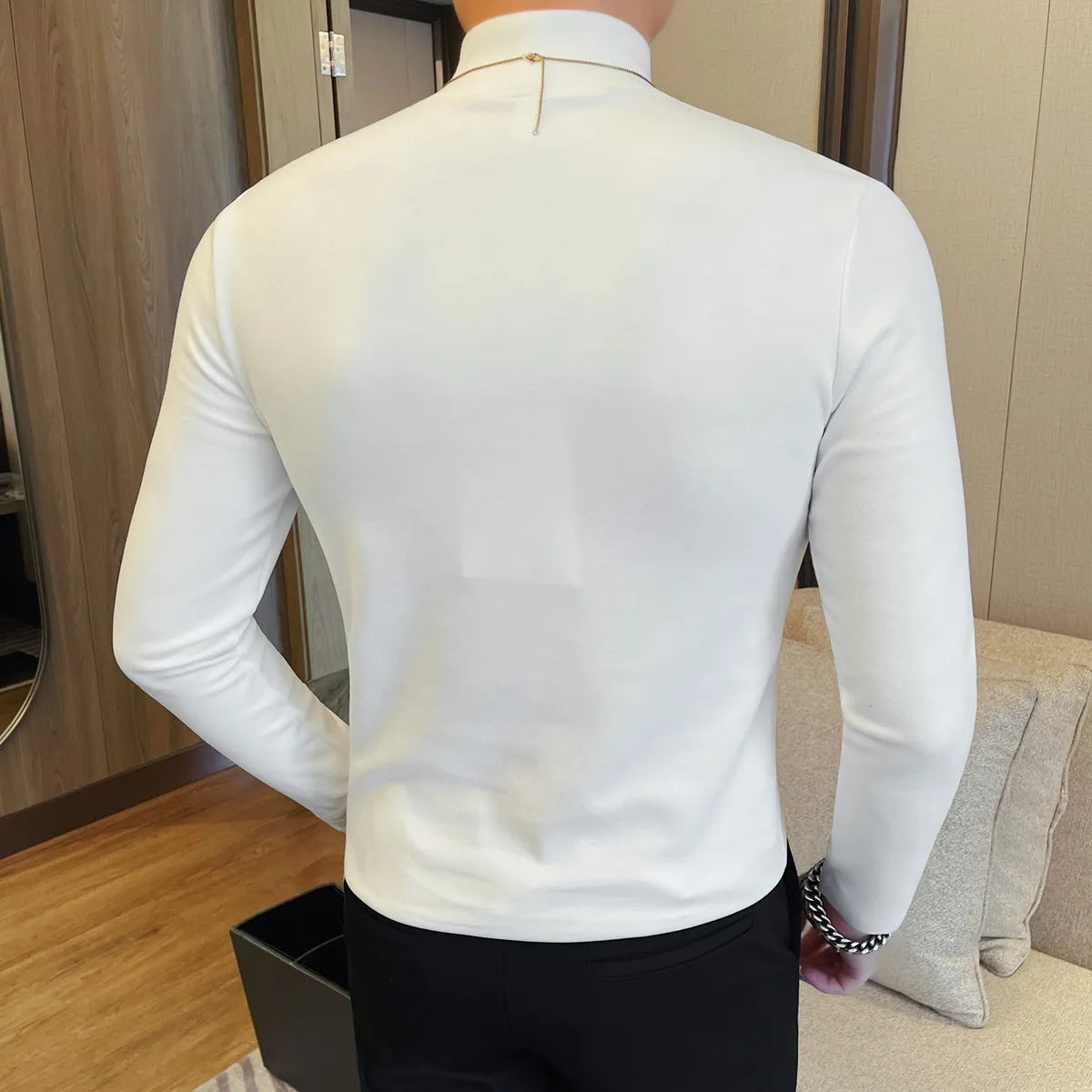 Men's Mock Neck Long Sleeve T-Shirt
