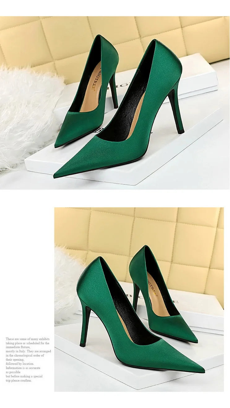 Silk Stiletto Pumps - Spring High Heels Plus Size Available