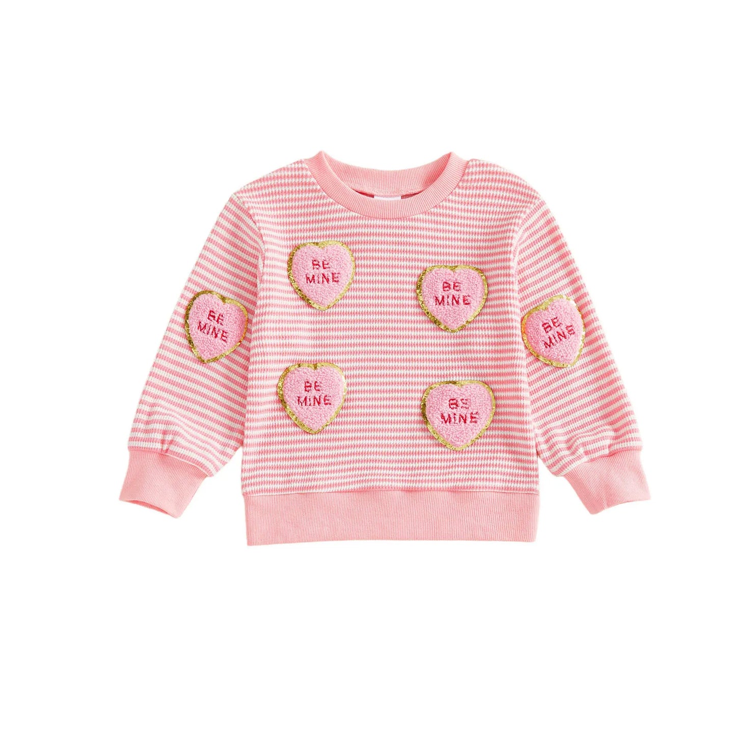 Toddler Girls Valentine's Day Sweatshirt with Heart Embroidery (0-4Y)
