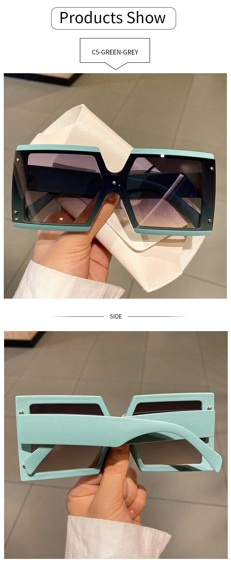 Women's Square Oversized One-pieces Gradient Sunglasses