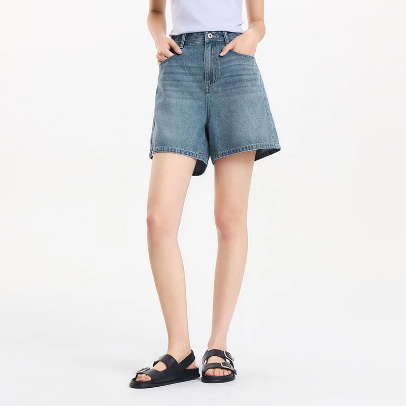Women's Slimming Straight Leg Denim Shorts - Cooling Summer Style