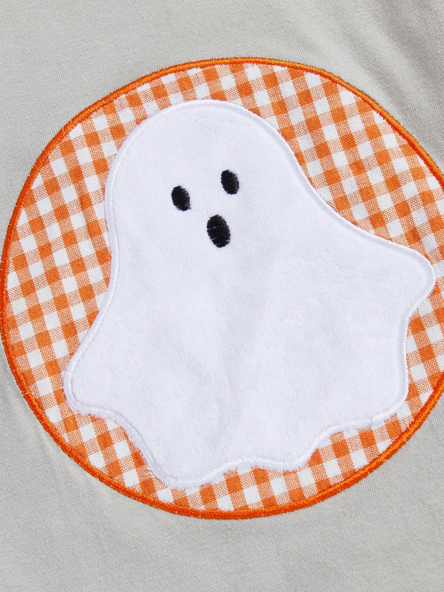Toddler Boys Halloween Clothes Set - Ghost Embroidery Sweatshirt & Plaid Pants (0-4Y)