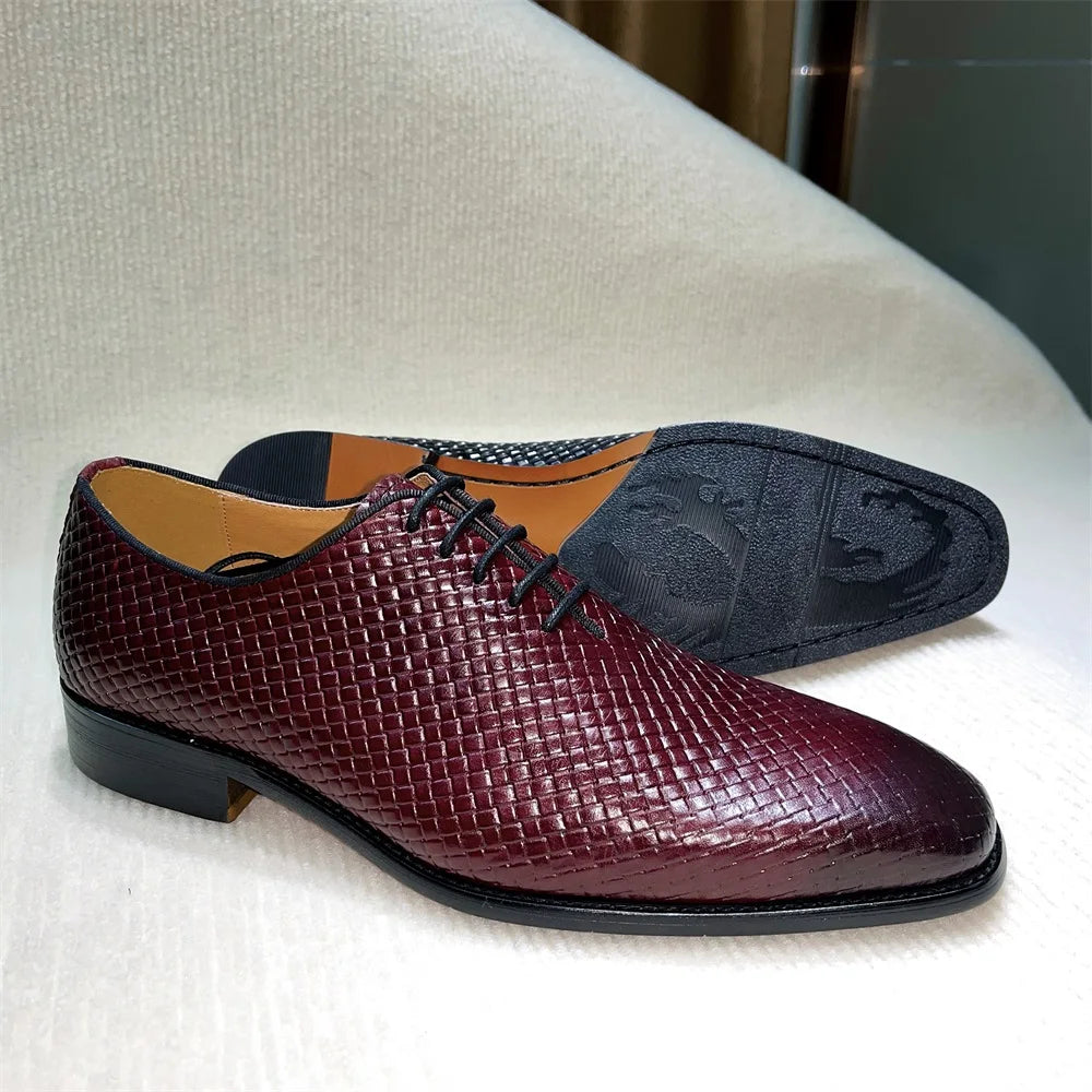 Handmade Pointed Toe Lace-Up Leather Oxford Dress Shoes