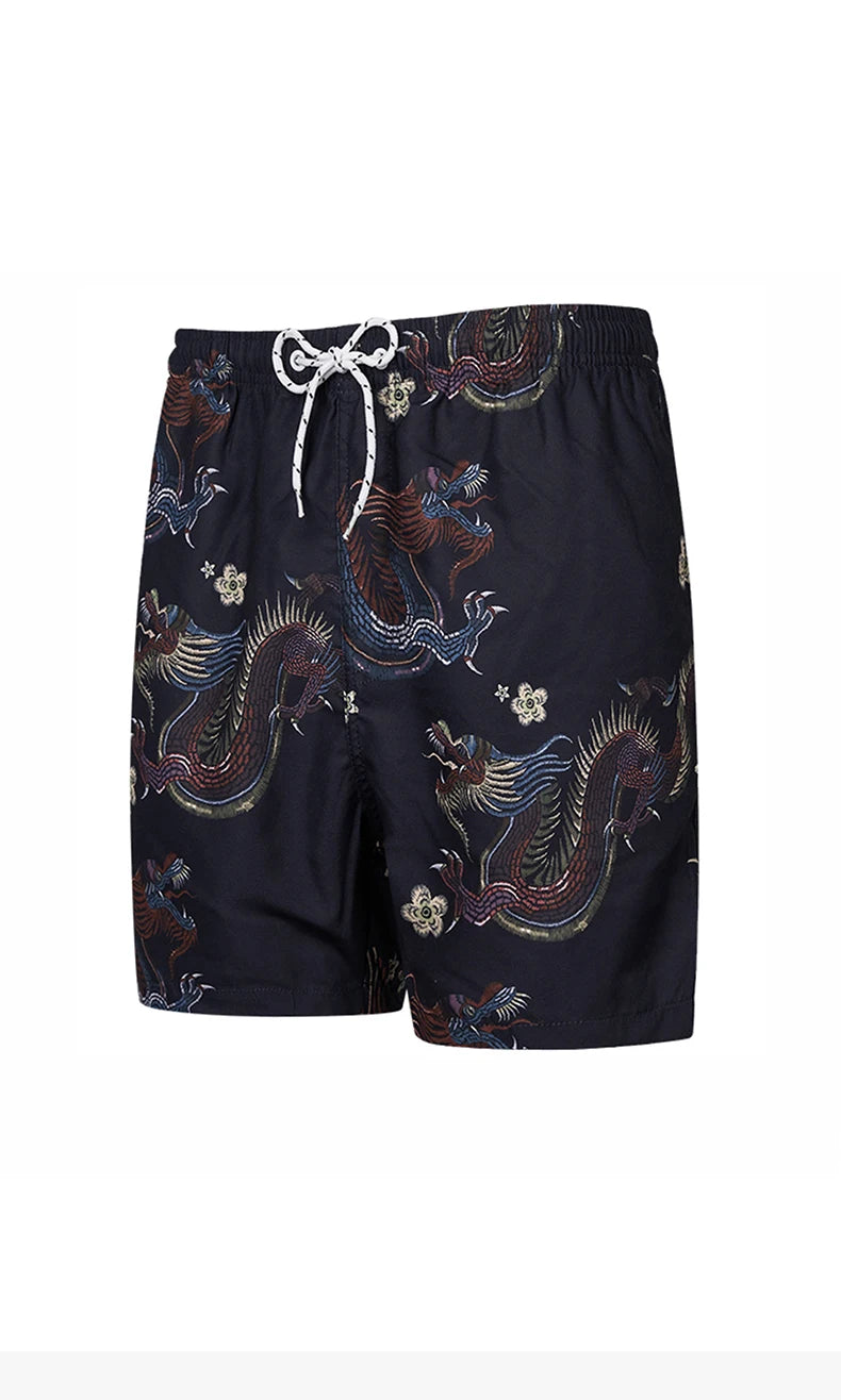 Men's Dragon Print Hawaiian Shorts