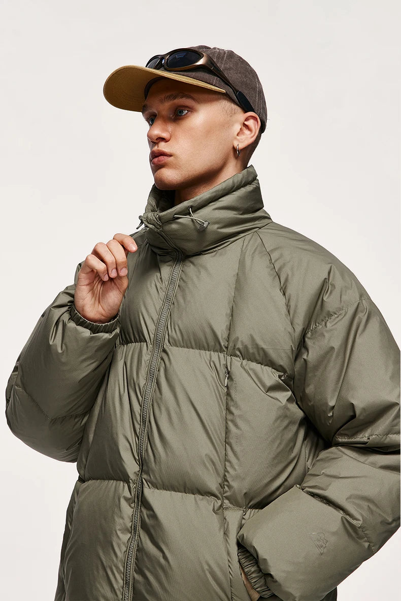 Minimalist Down Jacket Unisex - 90% Down Fill High Collar Winter Outerwear