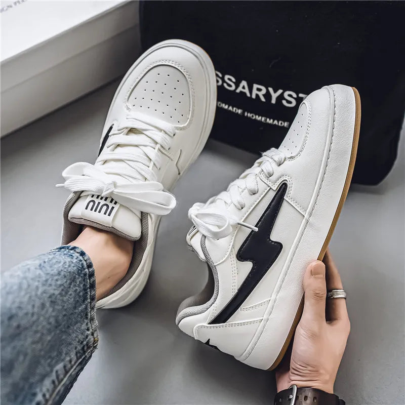 Men's Casual Sneakers Lightning Design Platform Skateboard Shoes Tennis Sports Shoes Outdoor Comfortable Vulcanized Sneakers