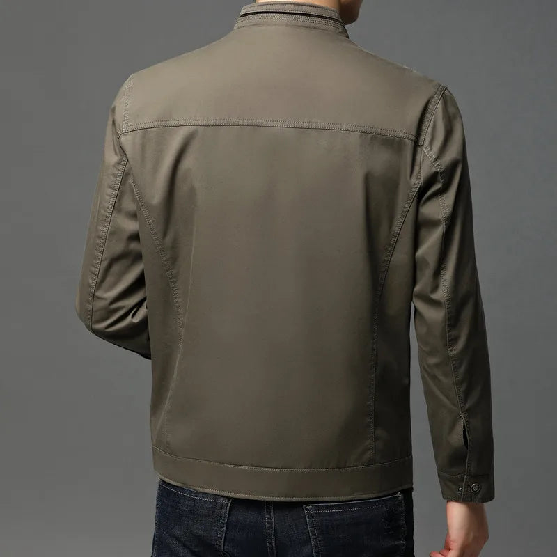 Men's Cotton Stand Collar Long Sleeve Bomber Jacket