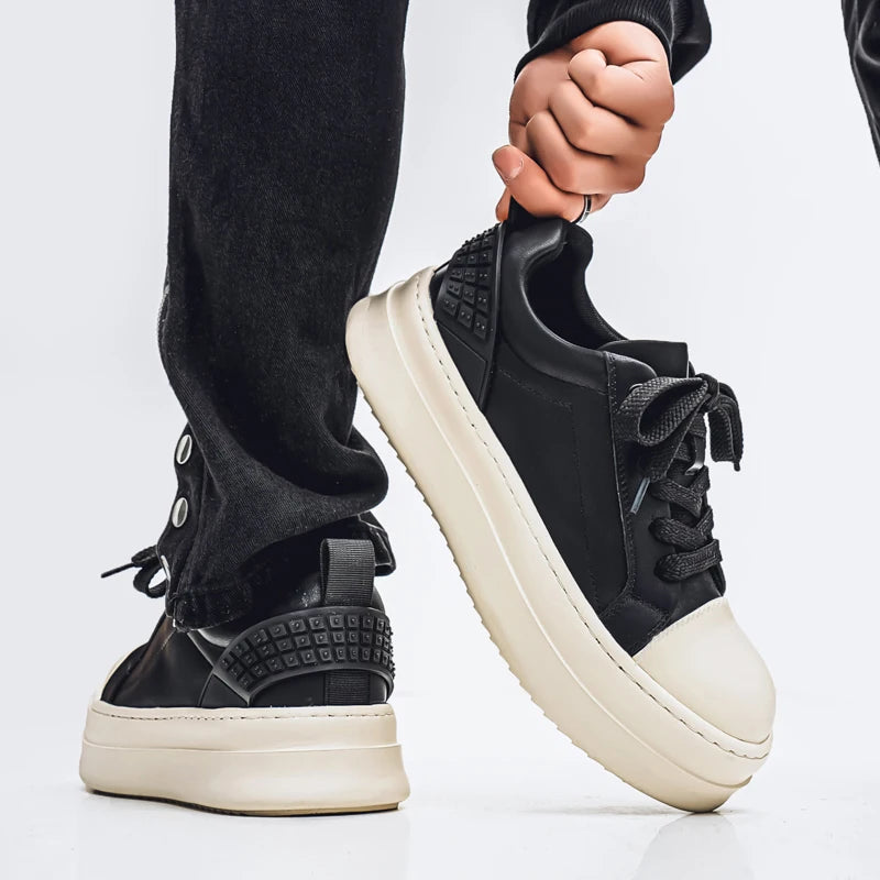 Men's Casual Leather Skateboard Vulcanized Tennis Sports Shoes Sneakers