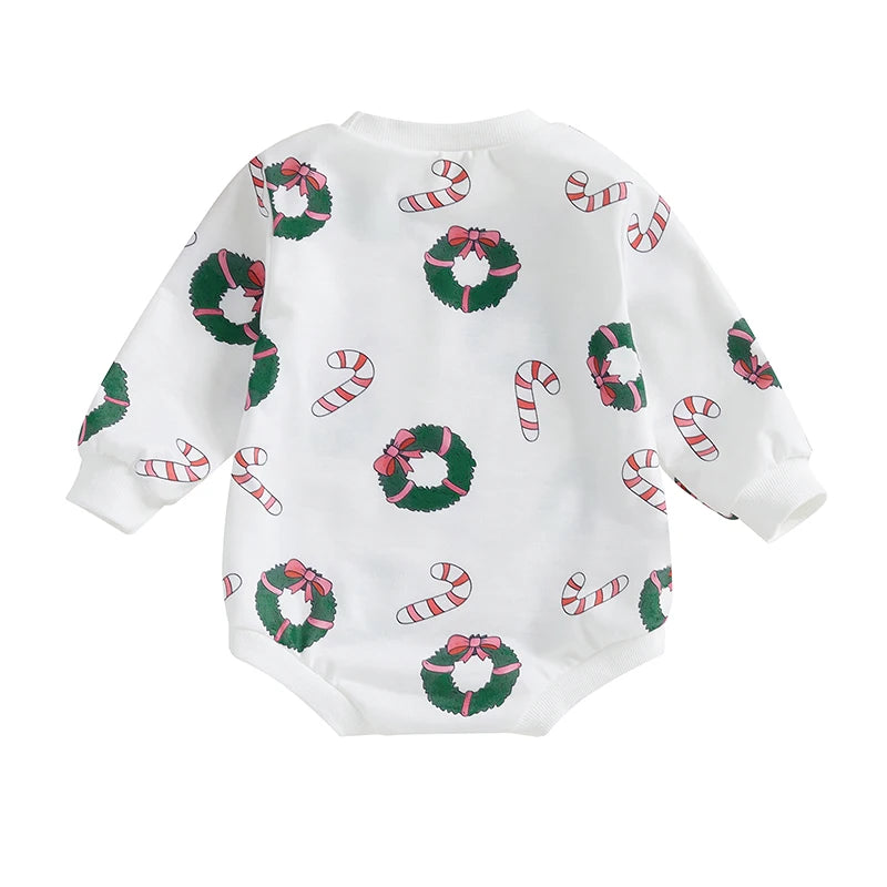 Christmas Candy Cane and Tree Print Romper - Baby Boys Girls Jumpsuit