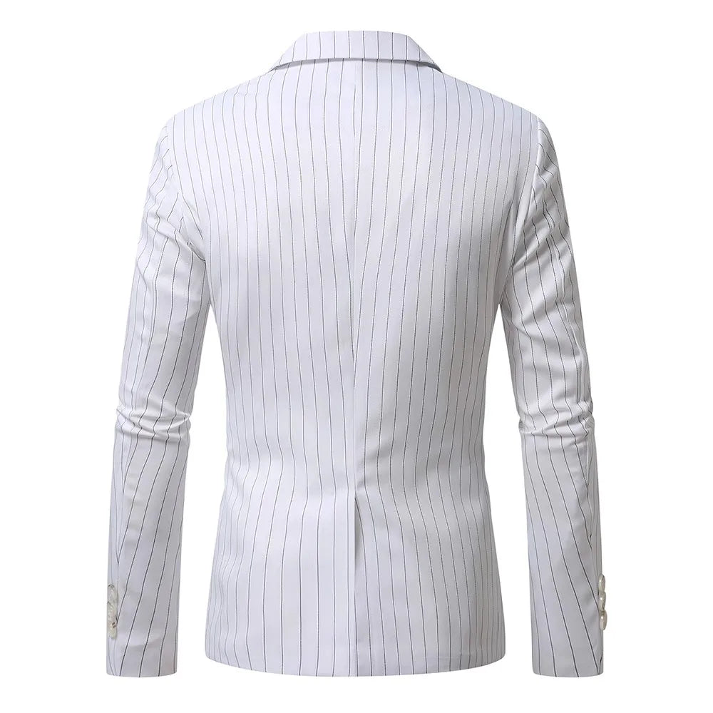 Men's Striped Blazer - Slim Fit Smart Casual Wedding Suit Jacket