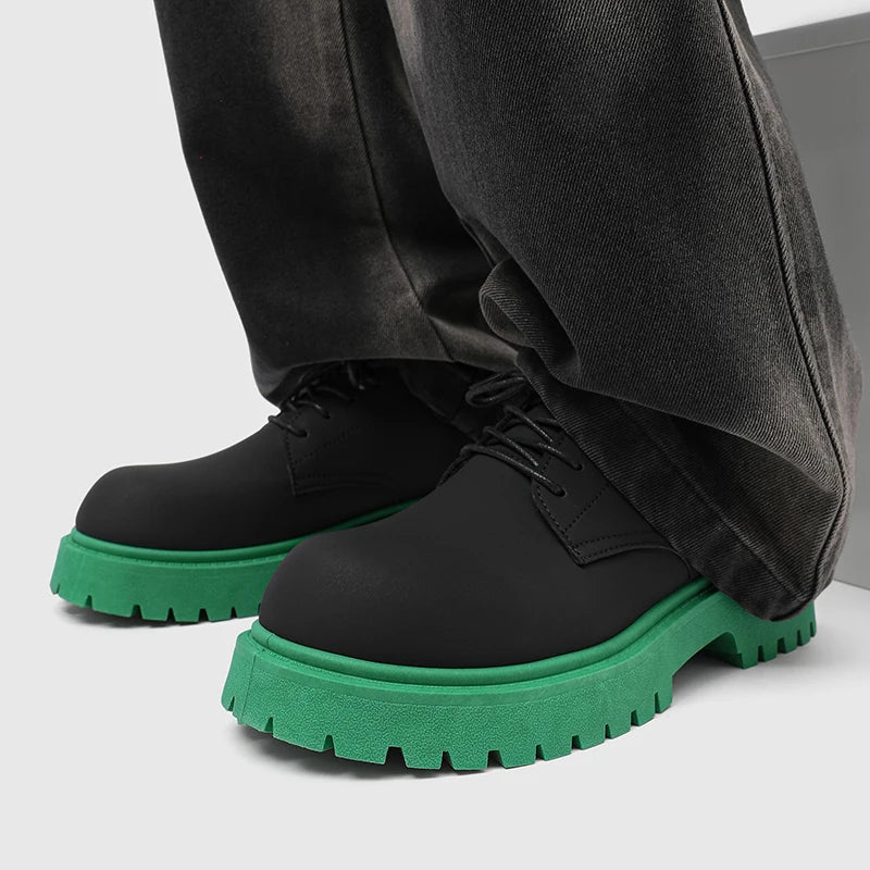 Platform Derby Shoes - Men's Genuine Leather Business & Casual Footwear