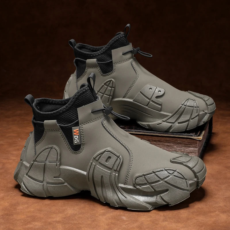 High-Top Platform Sneakers - Men's Slip-On Ankle Boots