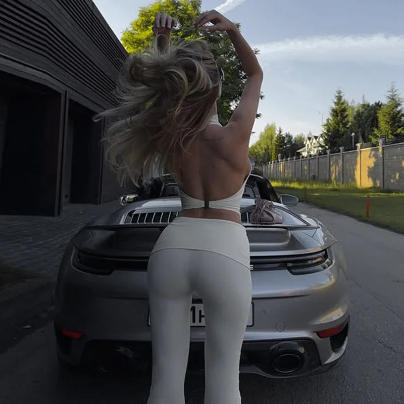 Women's Sleeveless Top & Flare Pant Two-Piece Set - Matching Outfit