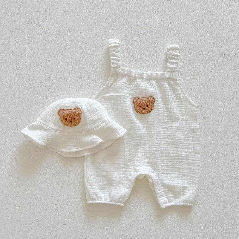 Baby, Toddler Clothes Bear Sling Romper Hat 2PCS Set