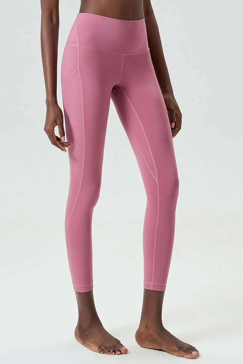 Women's High Waist Sports Leggings Buttery Soft Pocket Yoga Pants Slim Fit Stretchy Workout Running Tights Sportswear