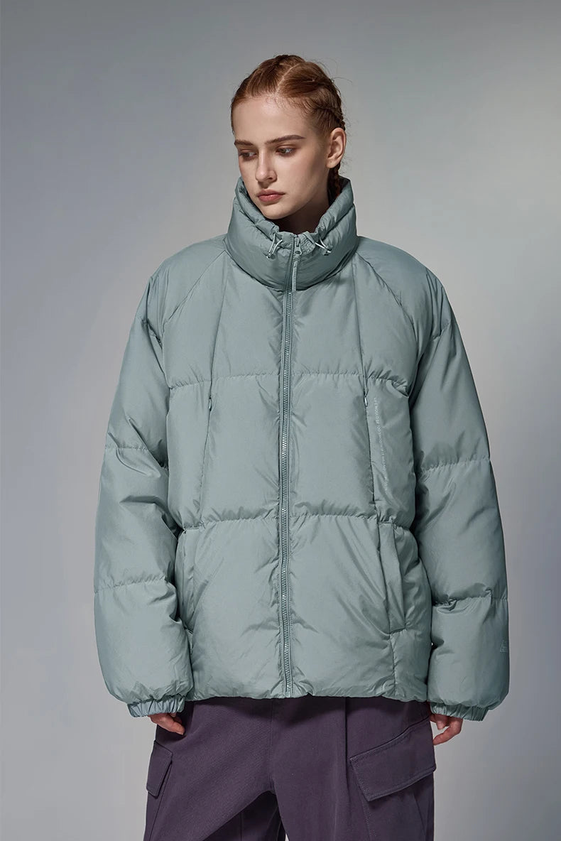 Minimalist Down Jacket Unisex - 90% Down Fill High Collar Winter Outerwear