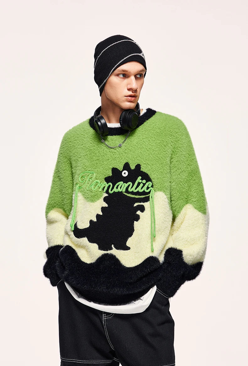 Unisex Cute Cartoon Embroidery Pullover Sweater