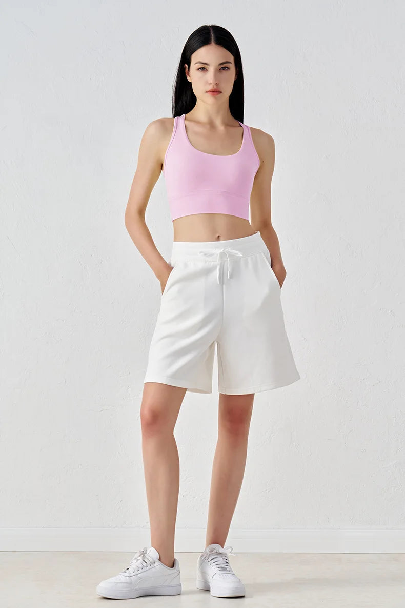 Backless Yoga Crop Top Bra - U Neck Sports Bra with Removable Padding