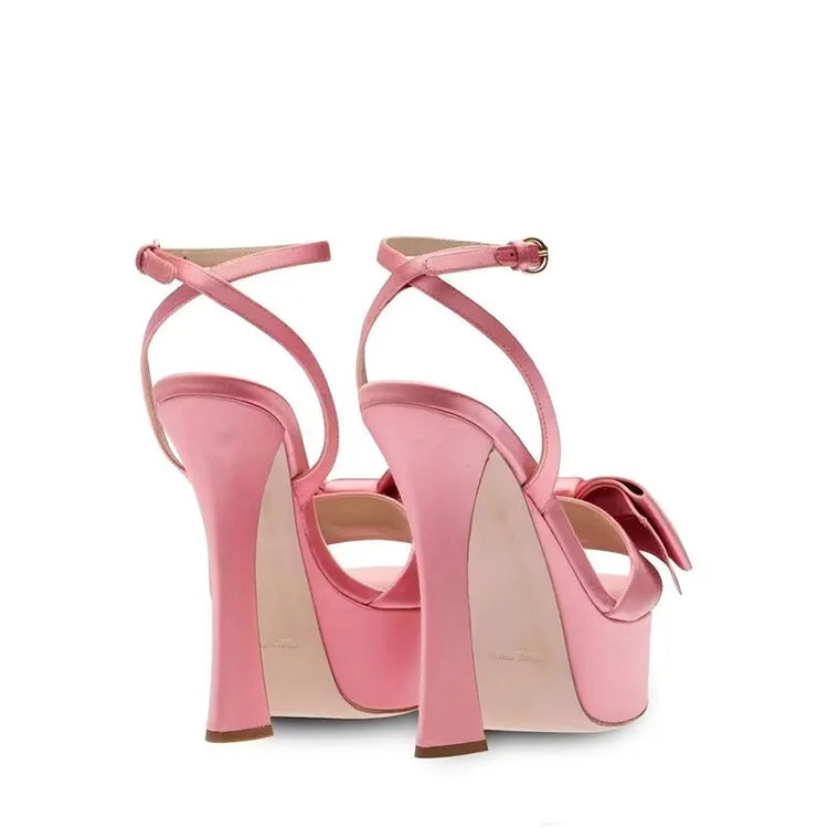 Women's Butterfly Rhinestone Thick Heel Sandals - Open Toe Party Shoes