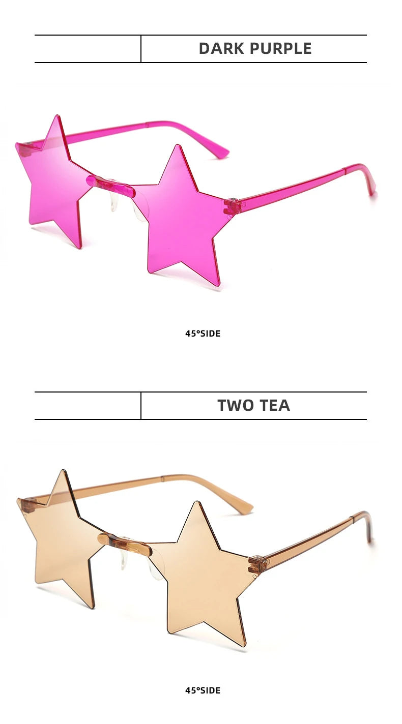 Women's 12/16 Pack Rimless Star Shaped Sunglasses Set