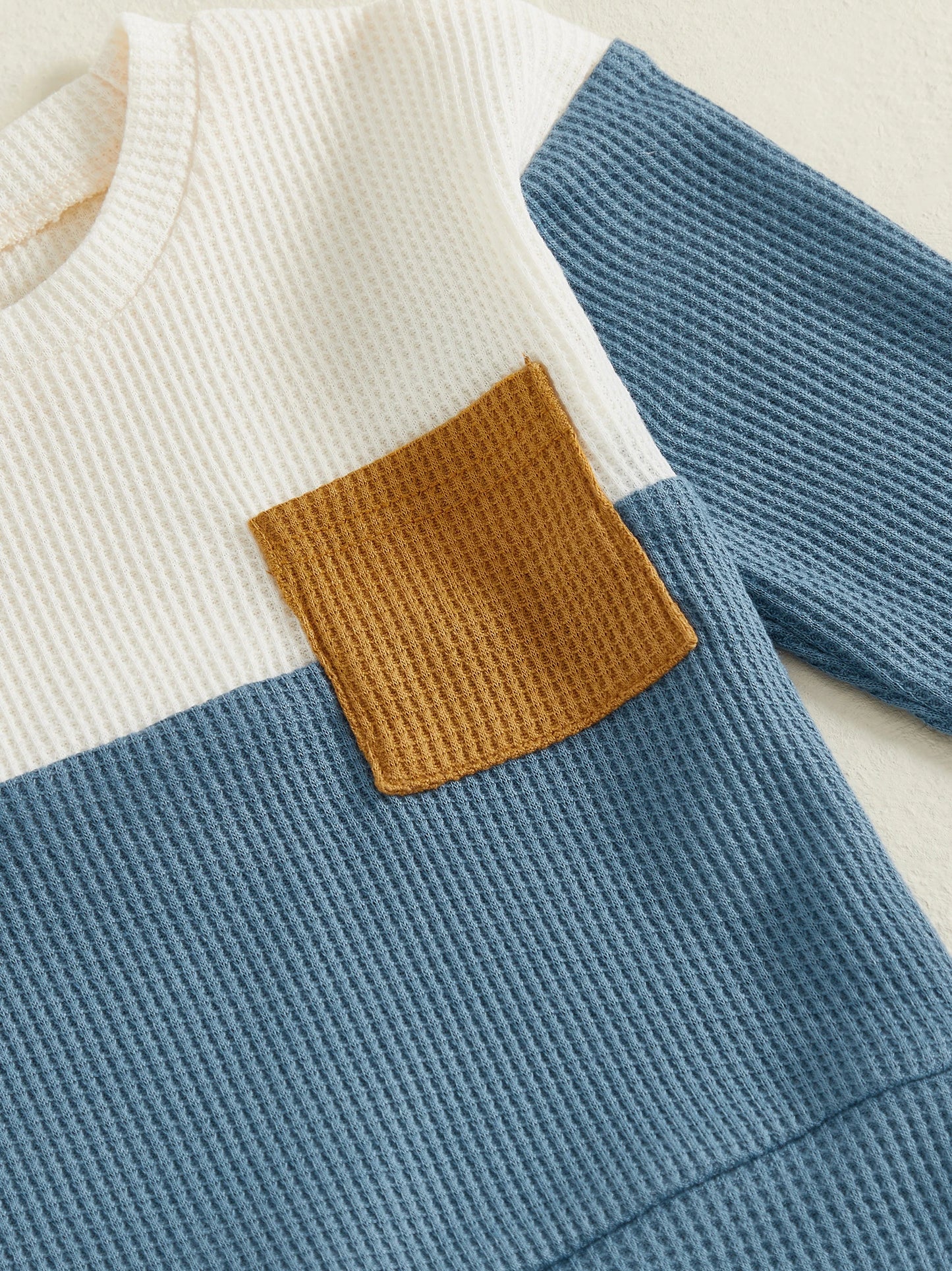 Casual Baby Boys Clothes Set - Long Sleeve Waffle Top & Elastic Waist Pants (0-3Y)