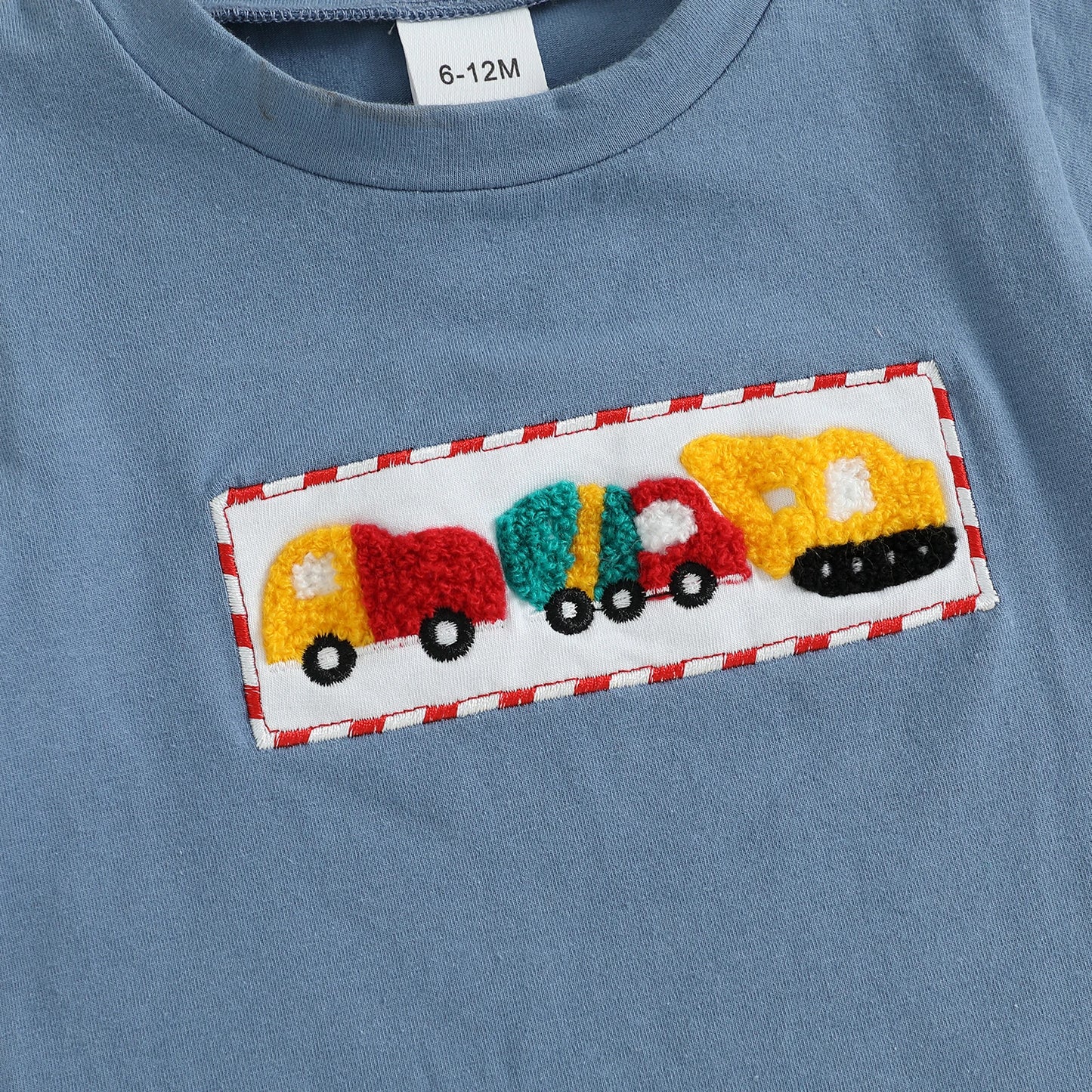 0-4Y Toddler Kids Boys Summer Clothes Sets Car Embroidery Short Sleeve Round Neck T-Shirts Plaid Elastic Waist Shorts