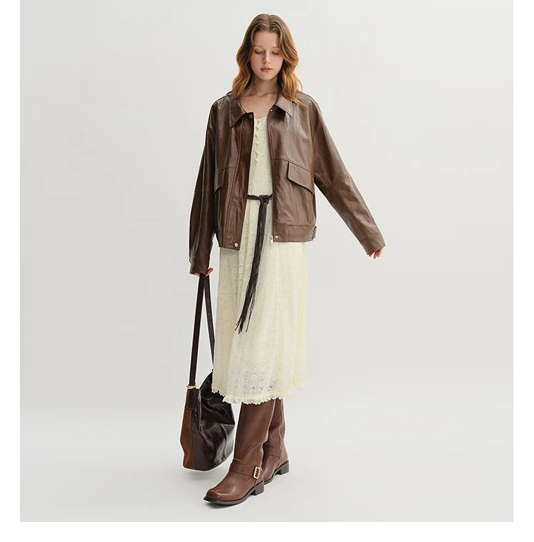 Women's Autumn Long Sleeve Shirt & A-Line Skirt Set