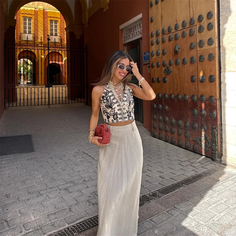 Summer Women's Casual Versatile Temperament Long Skirt With Belt