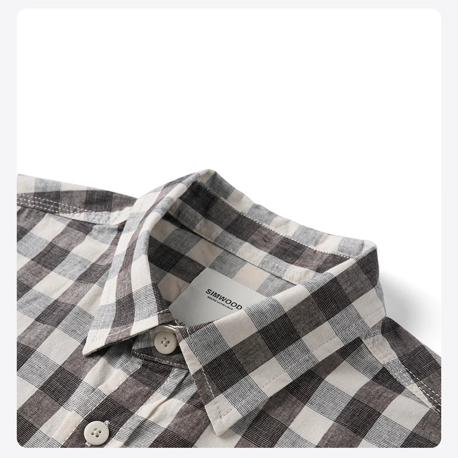 Oversized Linen Cotton Plaid Shirt - Casual Relaxed Fit