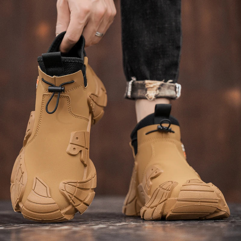 High-Top Platform Sneakers - Men's Slip-On Ankle Boots