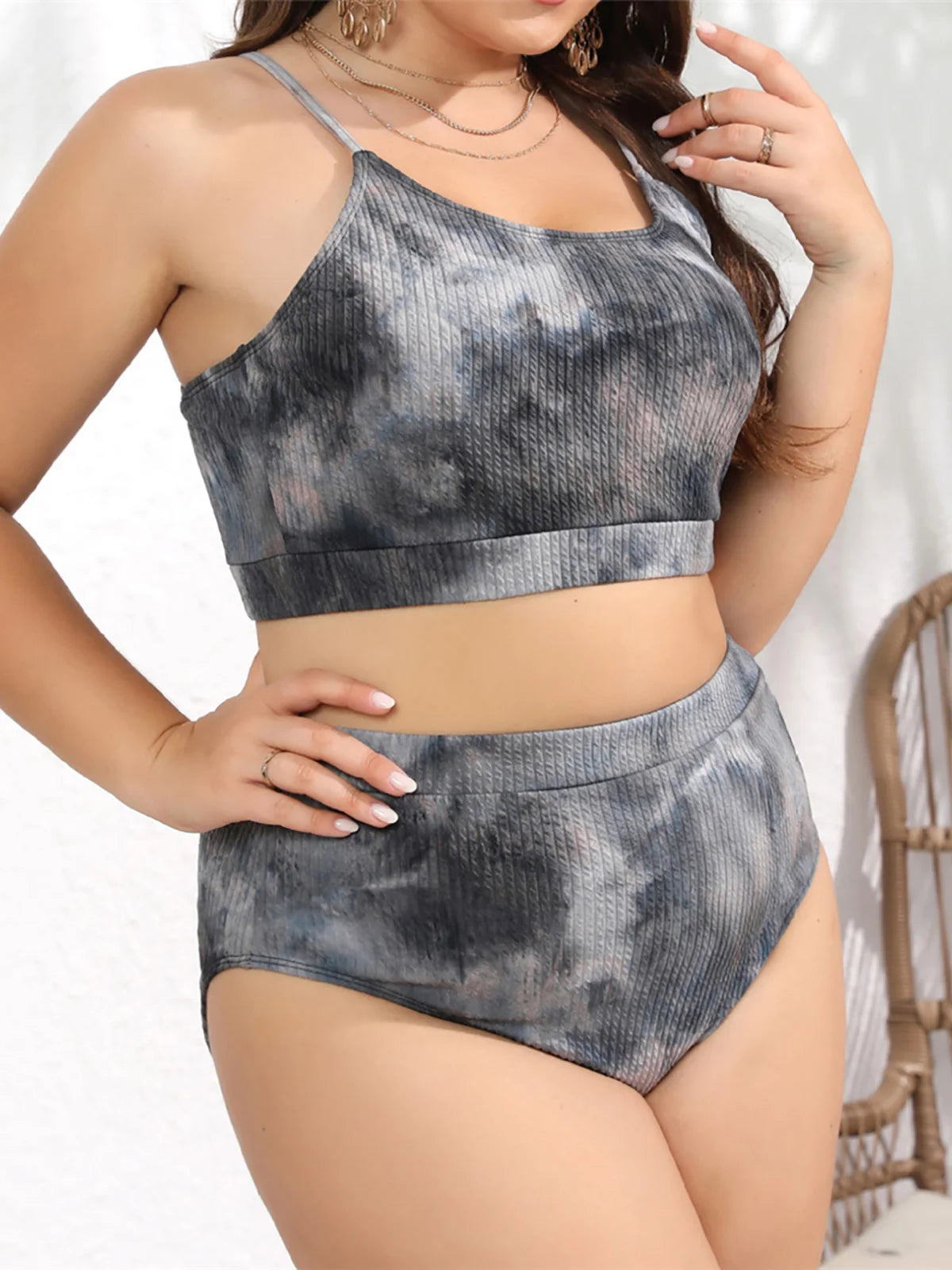 Tie Dye Bikini Set - High Waist Two Piece Swimsuit