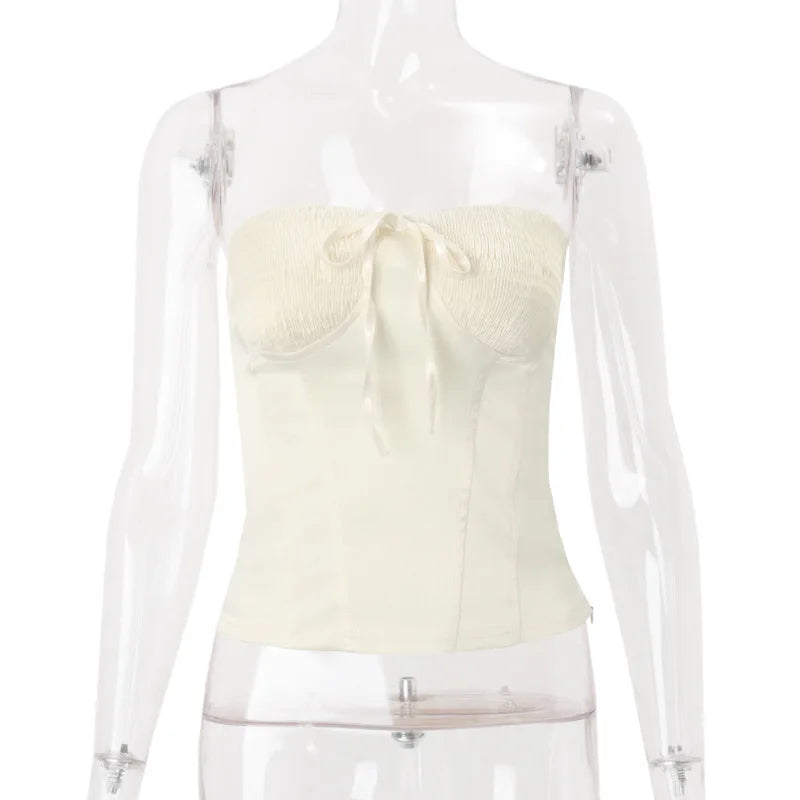 Women's Strapless Corset Top - Backless Bustier Crop Top for Club Parties