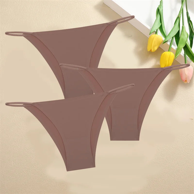 3-Pack Seamless Low Waist Bikini Briefs - Comfortable Stretch Underwear