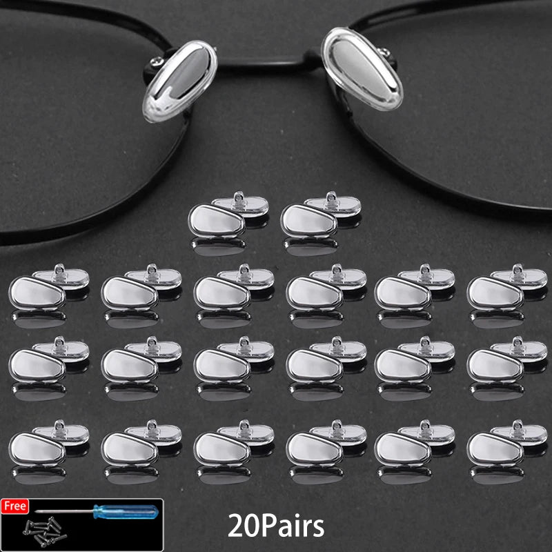 Silicone Glasses Nose Pads - Oval Screw-in Replacement Parts (5/10/20 Pairs)