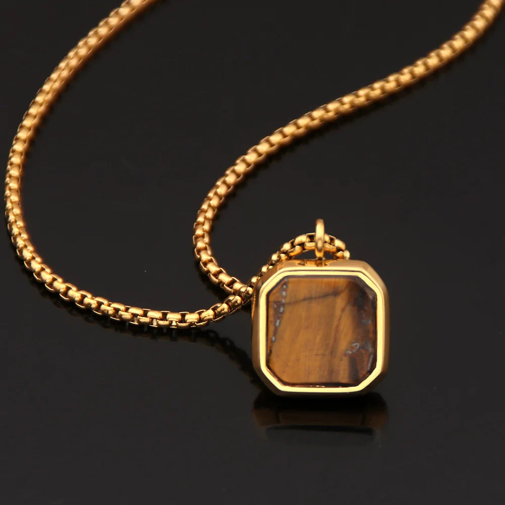 Geometric Square Polygon Pendant Necklace