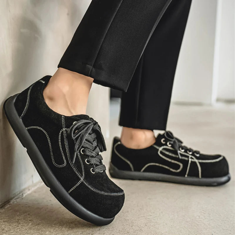 Men's Suede Leather Lace-up Casual Comfortable British Shoes