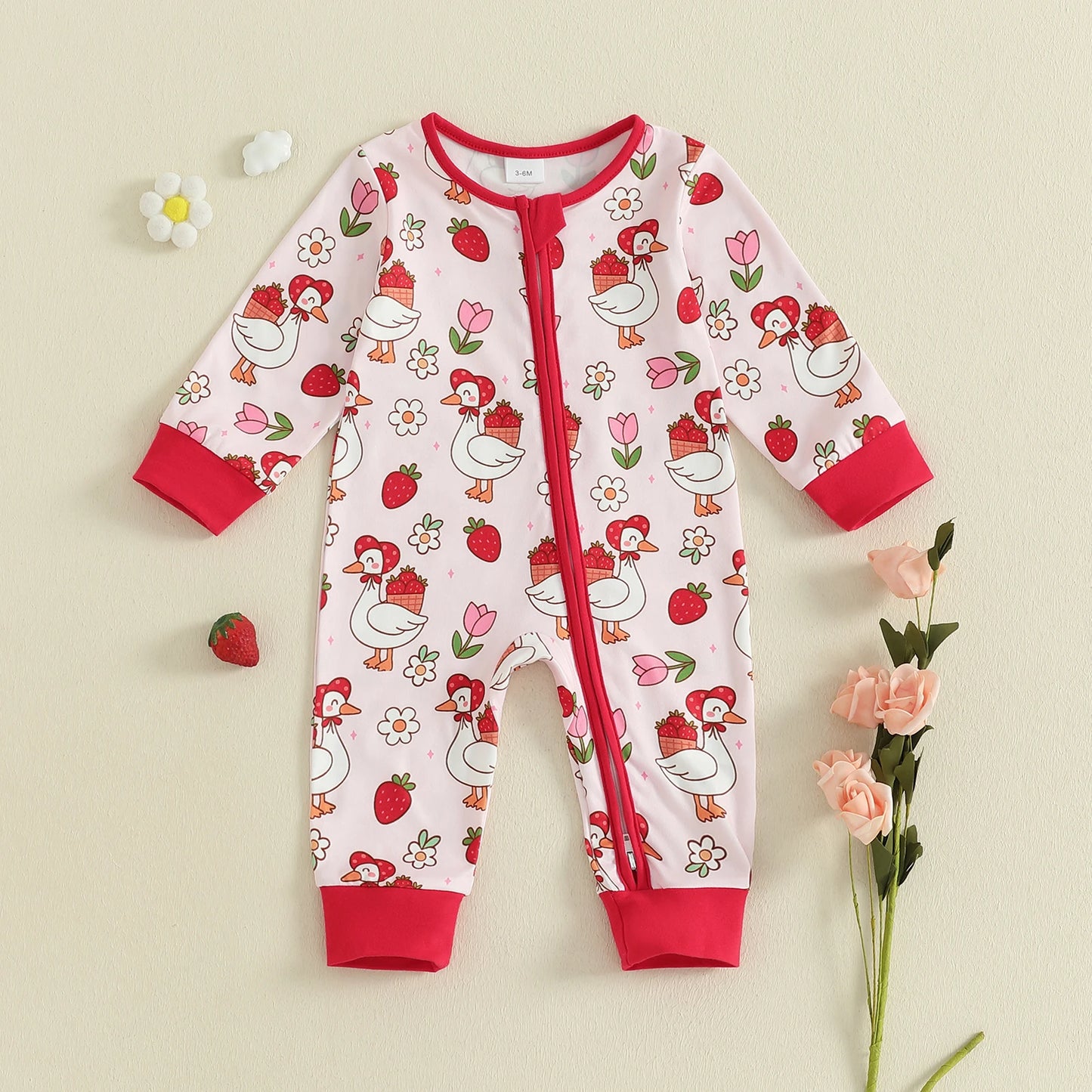 Baby Animal Print Romper - Long Sleeve Zipper Jumpsuit for Autumn Winter (0-18M)