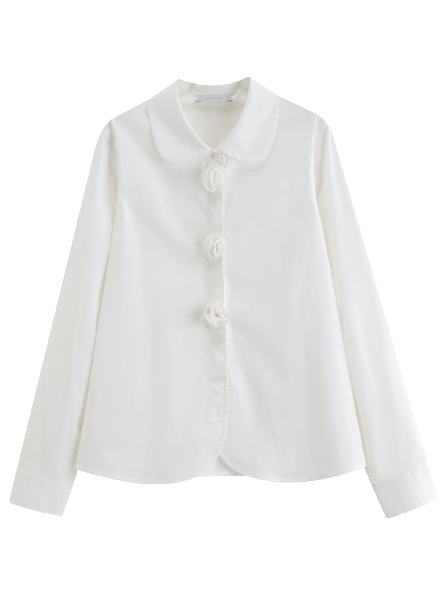 Plus Size Petal Design Shirt - French-Inspired Commuter Blouse