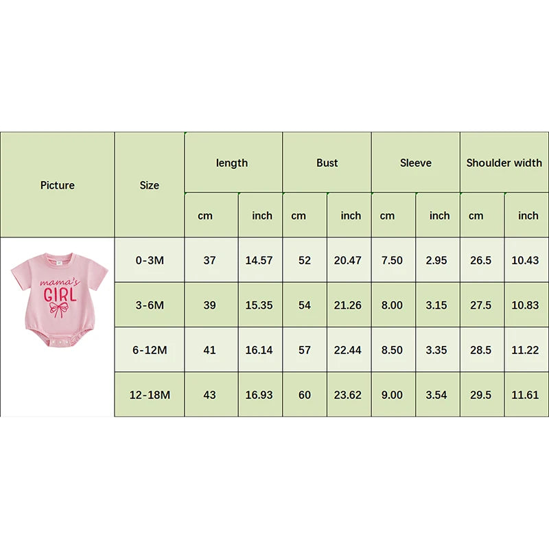 0-18M Baby Girls Summer Romper Short Sleeve Bow Letter Embroidery Bodysuit  Babygrow Jumpsuit