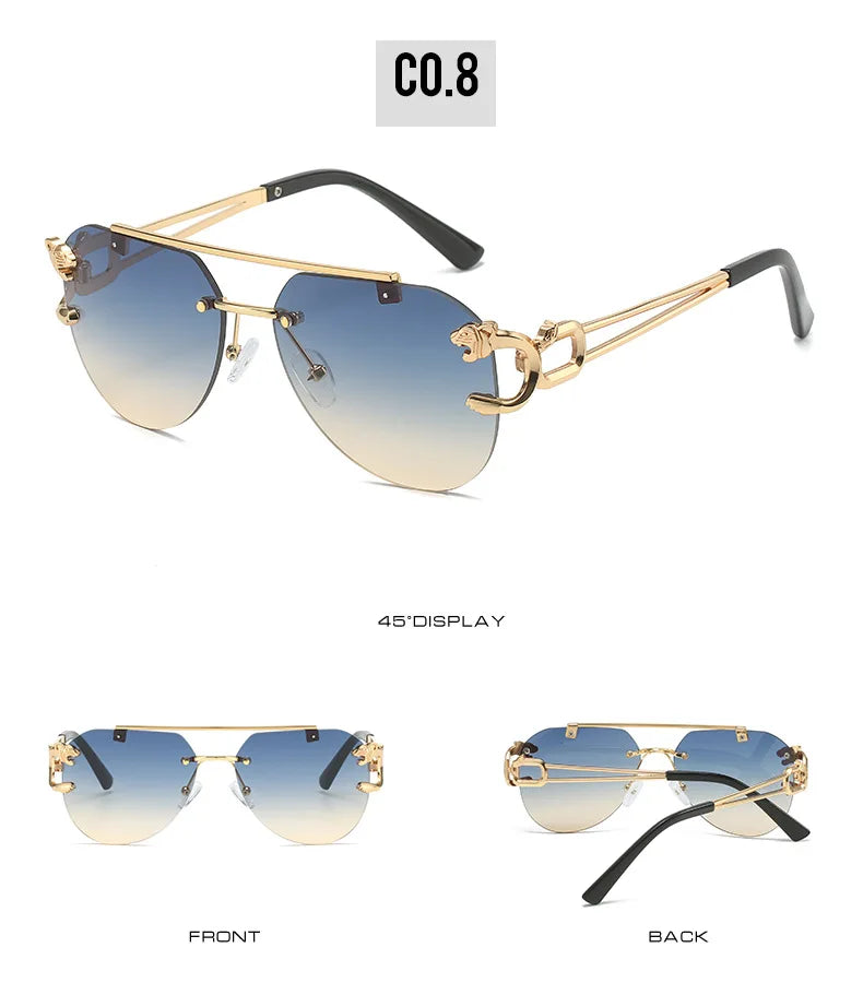 Unisex 2 Pairs Per Set Rimless Gradient Double Bridge Sunglasses