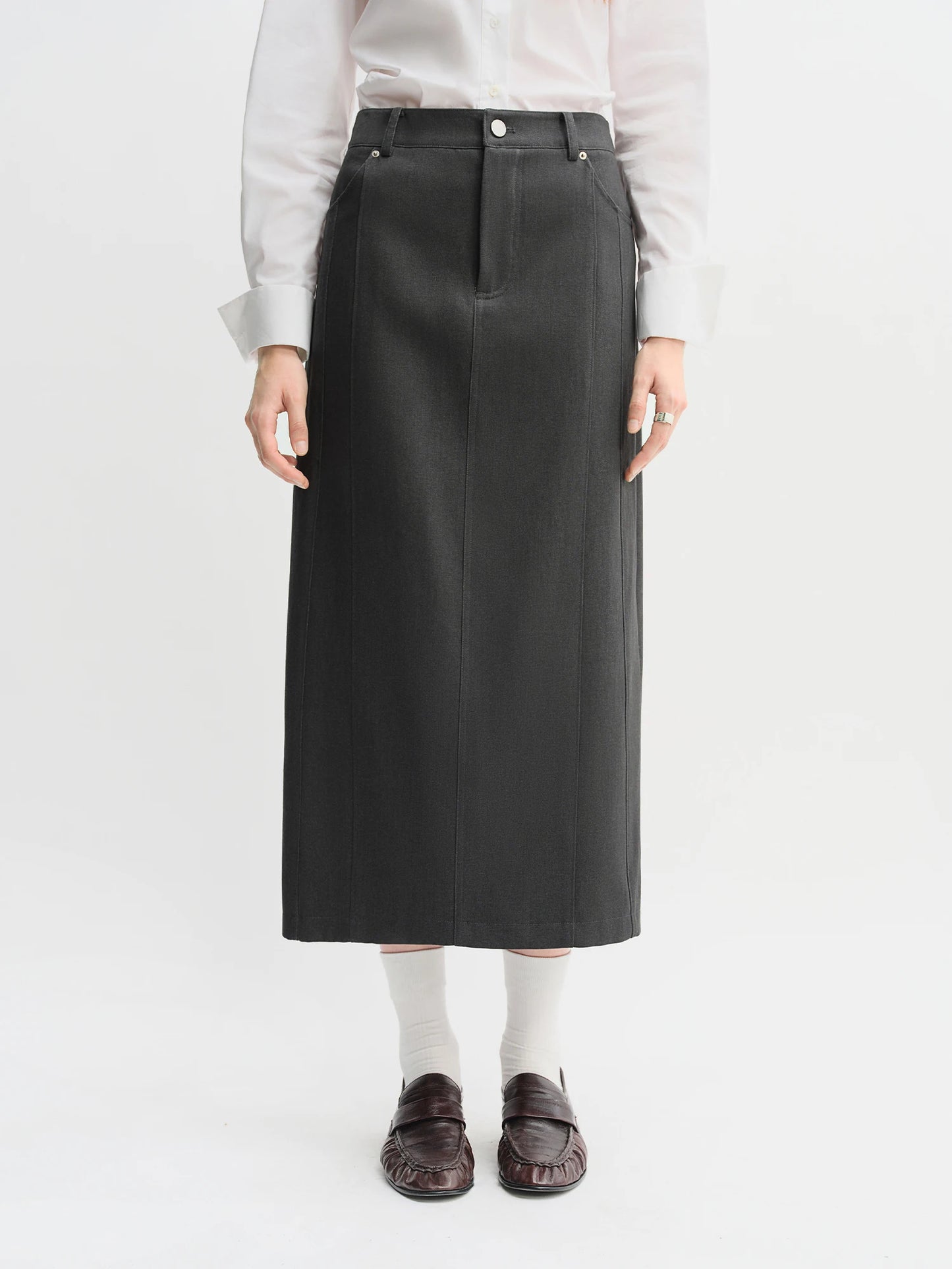 Women's Autumn Long Sleeve Shirt & A-Line Skirt Outfit