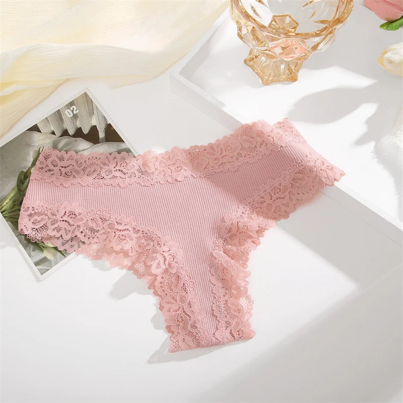 Women's Cotton Brazilian Briefs Set - 5 Pack Lace Underwear