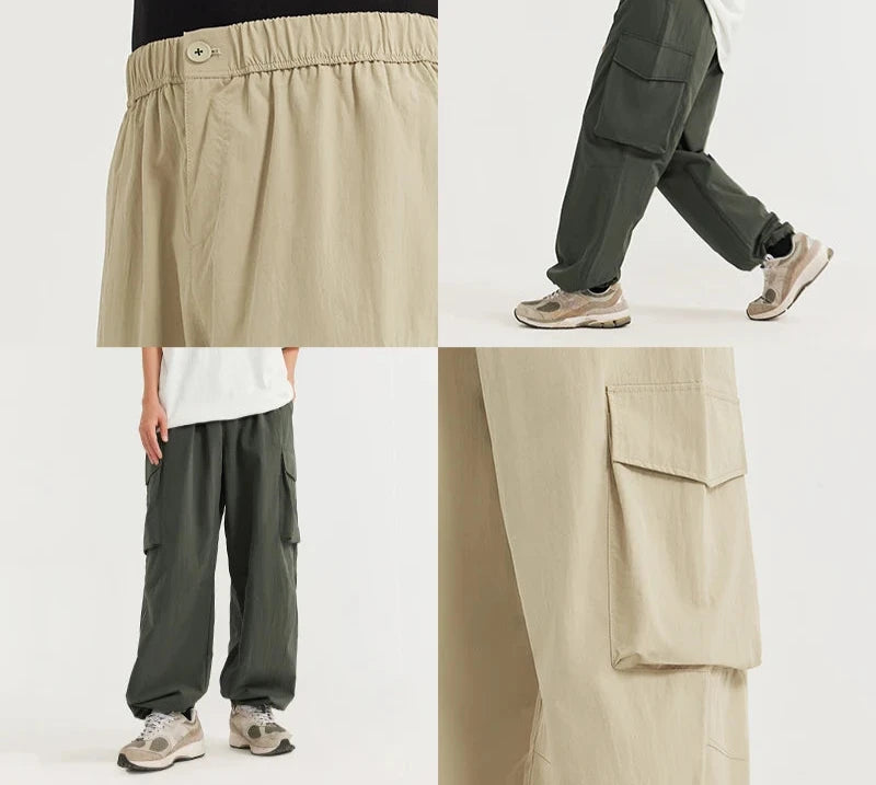 Men's Straight Leg Cargo Soft Touch Elastic Waist Casual Trousers