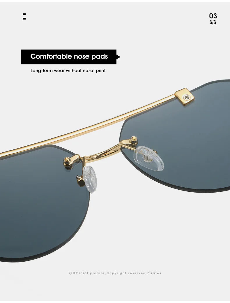 Unisex 2 Pairs Per Set Rimless Gradient Double Bridge Sunglasses